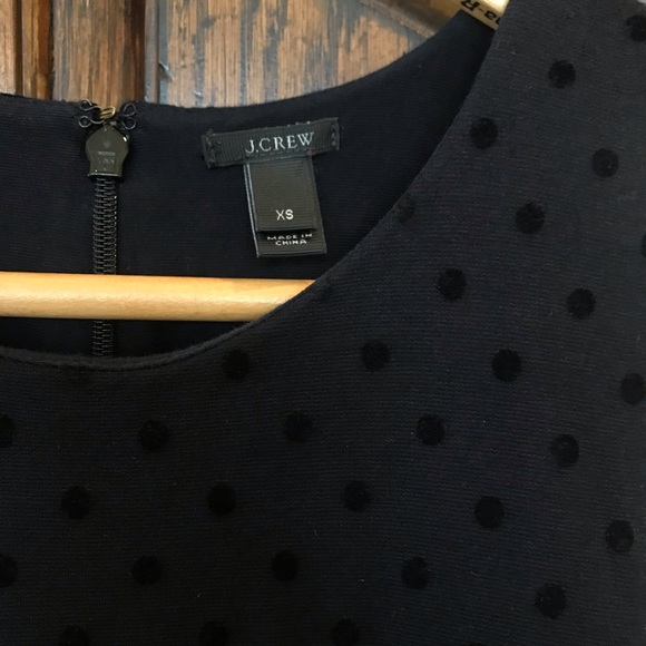 J Crew Skater Dress Navy with Navy Velvet Polka Dots XS - Picture 3 of 4